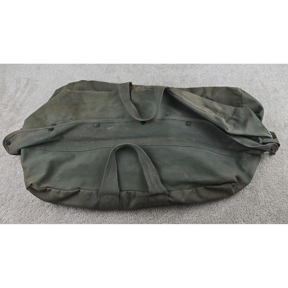 Vintage US Military Kit Bag Aviators Parachute Canvas Duffle AN 6505-1 OD Green